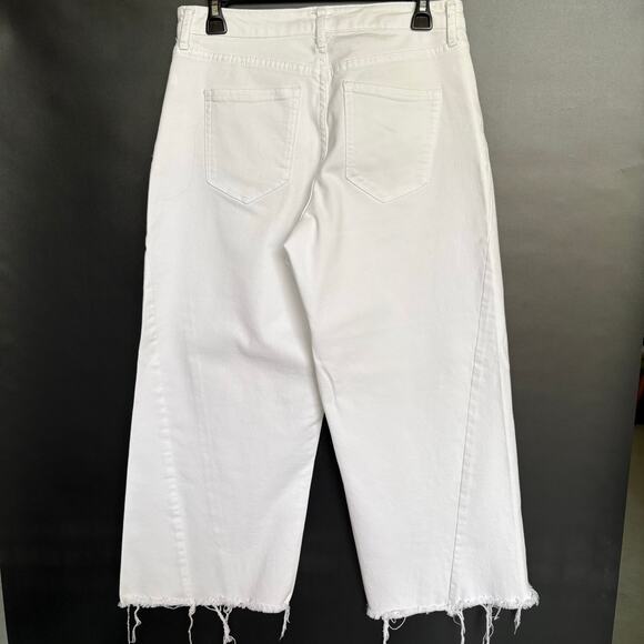 Frayed Jeans - white cropped raw edge jeans - Size 27 - Picture 9 of 9